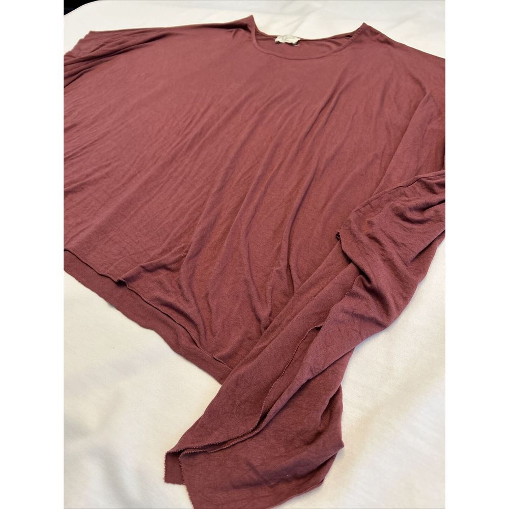 Before You Maroon Grace Blouse Top 100% Cotton Lagenlook Women's Size Medium - Picture 3 of 9